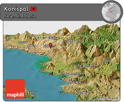 Satellite Panoramic Map of Konispol