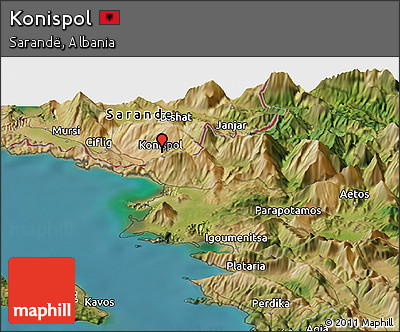 Satellite Panoramic Map of Konispol