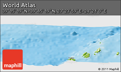 Physical Panoramic Map of the Area around 39° 30' 19" N, 23° 52' 30" E