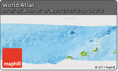 Physical Panoramic Map of the Area around 39° 30' 19" N, 23° 52' 30" E