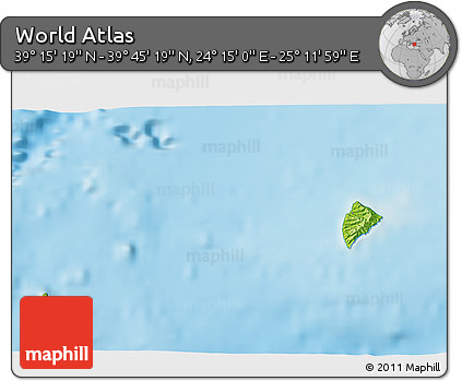 Physical 3D Map of the Area around 39° 30' 19" N, 24° 43' 30" E