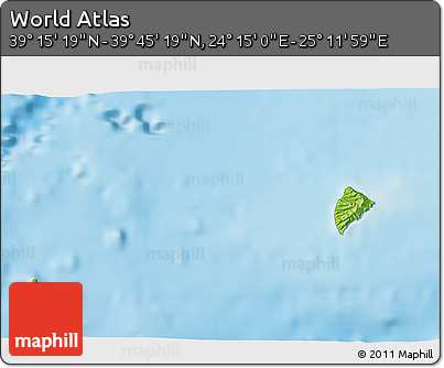 Physical 3D Map of the Area around 39° 30' 19" N, 24° 43' 30" E