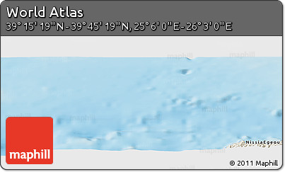 Shaded Relief Panoramic Map of the Area around 39° 30' 19" N, 25° 34' 30" E