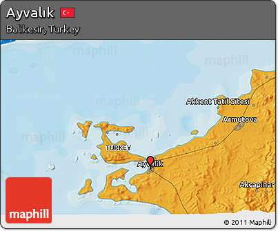 Political 3D Map of Ayvalık