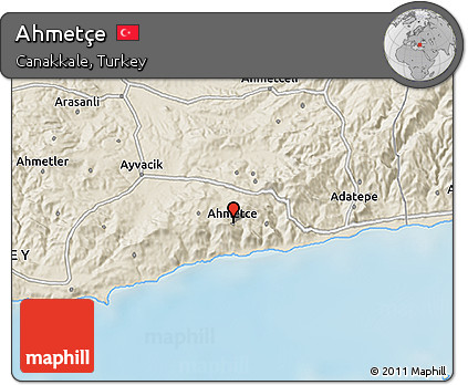 Shaded Relief 3D Map of Ahmetçe