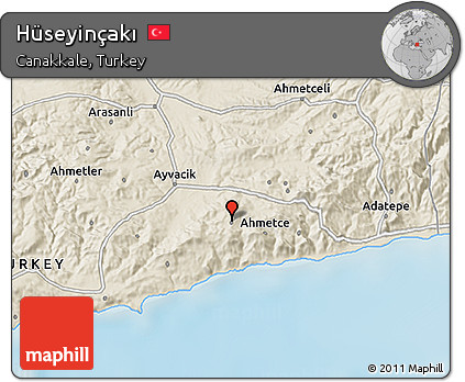 Shaded Relief 3D Map of Hüseyinçakı