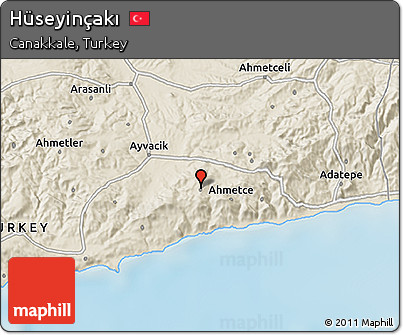 Shaded Relief 3D Map of Hüseyinçakı