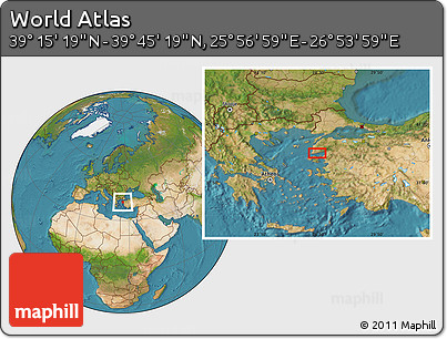 Satellite Location Map of the Area around 39° 30' 19" N, 26° 25' 29" E