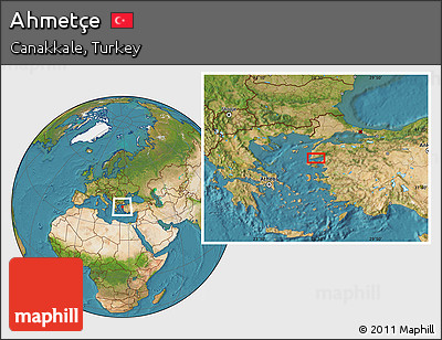 Satellite Location Map of Ahmetçe