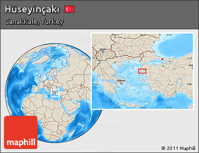 Shaded Relief Location Map of Hüseyinçakı