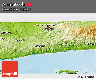 Physical Panoramic Map of Ahmetceli