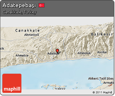 Shaded Relief Panoramic Map of Adatepebaşı