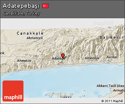 Shaded Relief Panoramic Map of Adatepebaşı