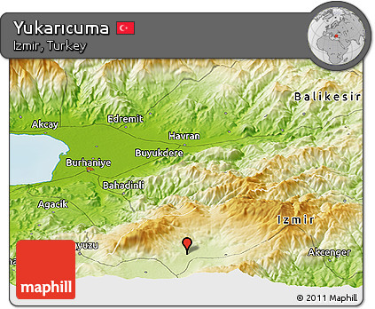 Physical Panoramic Map of Yukarıcuma
