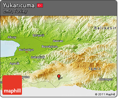 Physical Panoramic Map of Yukarıcuma
