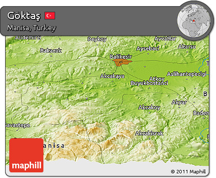 Physical Panoramic Map of Göktaş