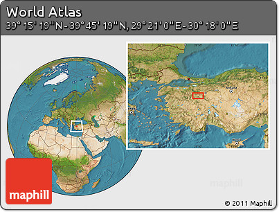 Satellite Location Map of the Area around 39° 30' 19" N, 29° 49' 30" E
