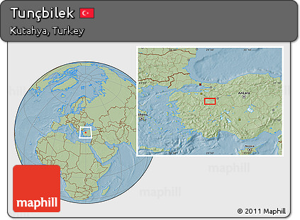 Savanna Style Location Map of Tunçbilek, hill shading