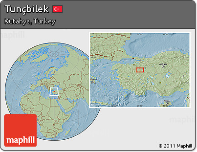 Savanna Style Location Map of Tunçbilek, hill shading