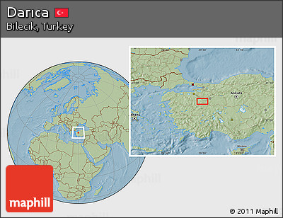 Savanna Style Location Map of Darıca, hill shading