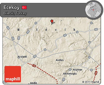 Shaded Relief Map of Eceköy