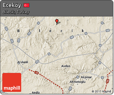 Shaded Relief Map of Eceköy