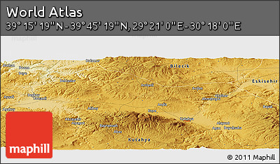 Physical Panoramic Map of the Area around 39° 30' 19" N, 29° 49' 30" E
