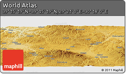 Physical Panoramic Map of the Area around 39° 30' 19" N, 29° 49' 30" E