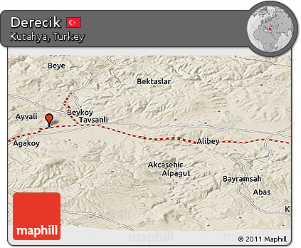 Shaded Relief Panoramic Map of Derecik