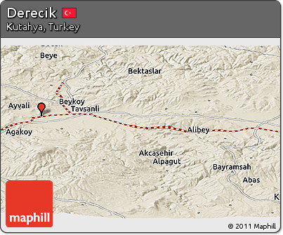 Shaded Relief Panoramic Map of Derecik