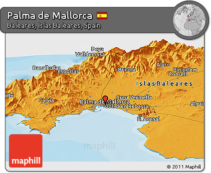 Political Panoramic Map of Palma De Mallorca