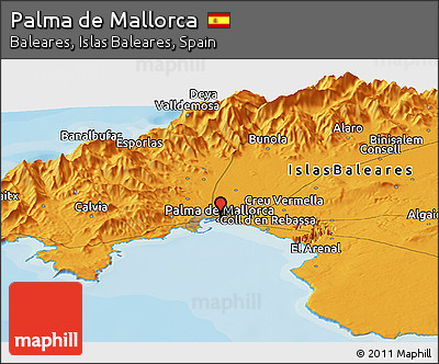 Political Panoramic Map of Palma De Mallorca
