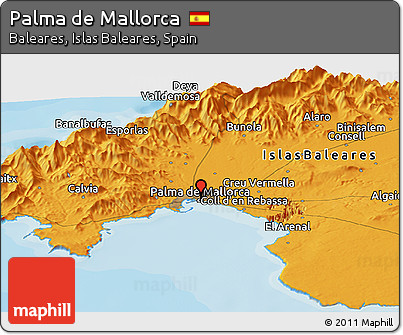 Political Panoramic Map of Palma De Mallorca