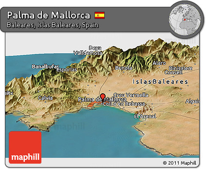 Satellite Panoramic Map of Palma De Mallorca