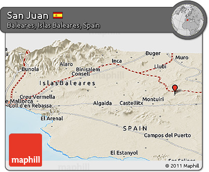Shaded Relief Panoramic Map of San Juan