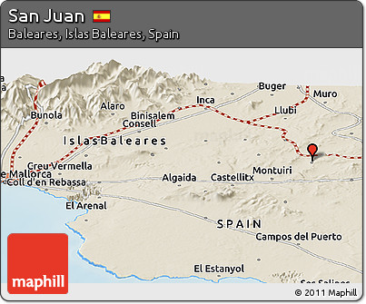 Shaded Relief Panoramic Map of San Juan