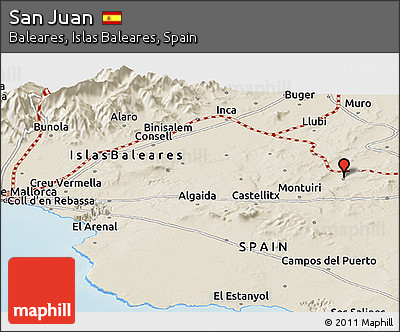 Shaded Relief Panoramic Map of San Juan