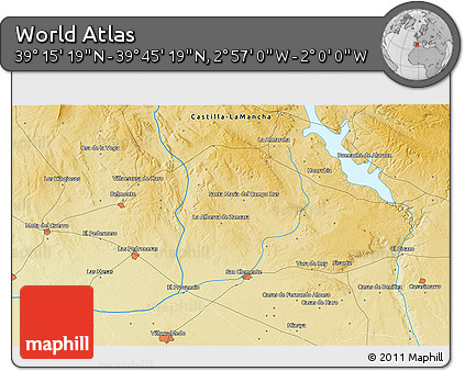 Physical 3D Map of the Area around 39° 30' 19" N, 2° 28' 30" W
