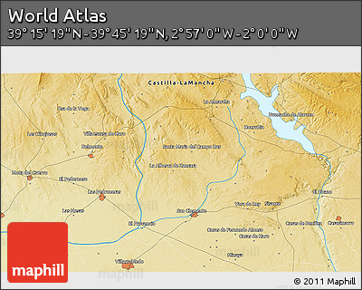 Physical 3D Map of the Area around 39° 30' 19" N, 2° 28' 30" W