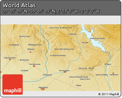 Physical 3D Map of the Area around 39° 30' 19" N, 2° 28' 30" W