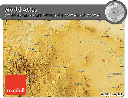 Physical Map of the Area around 39° 30' 19" N, 30° 40' 29" E