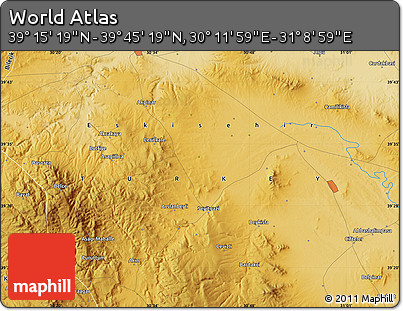Physical Map of the Area around 39° 30' 19" N, 30° 40' 29" E