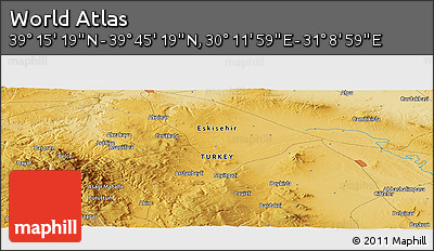 Physical Panoramic Map of the Area around 39° 30' 19" N, 30° 40' 29" E