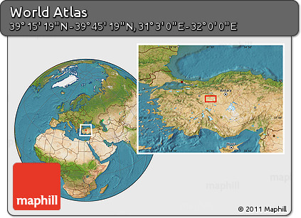 Satellite Location Map of the Area around 39° 30' 19" N, 31° 31' 29" E