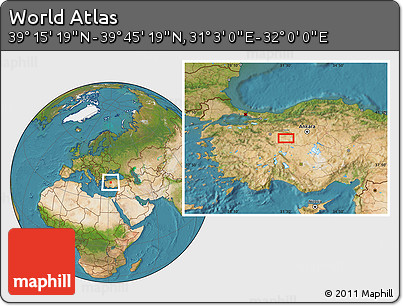 Satellite Location Map of the Area around 39° 30' 19" N, 31° 31' 29" E