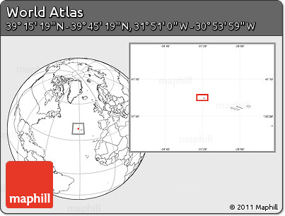 Blank Location Map of the Area around 39° 30' 19" N, 31° 22' 30" W