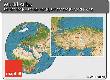 Satellite Location Map of the Area around 39° 30' 19" N, 32° 22' 30" E