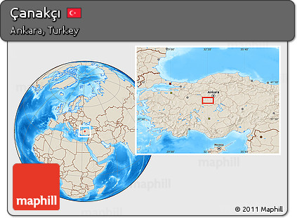 Shaded Relief Location Map of Çanakçı