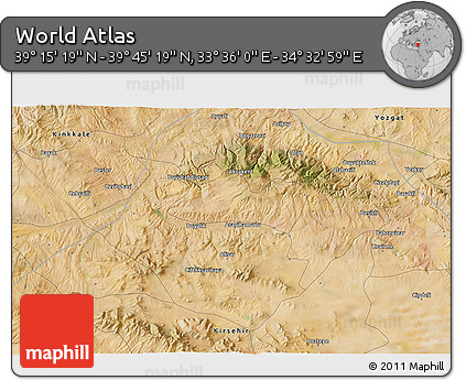 Satellite 3D Map of the Area around 39° 30' 19" N, 34° 4' 30" E