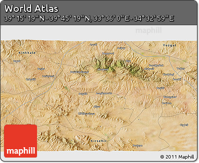Satellite 3D Map of the Area around 39° 30' 19" N, 34° 4' 30" E